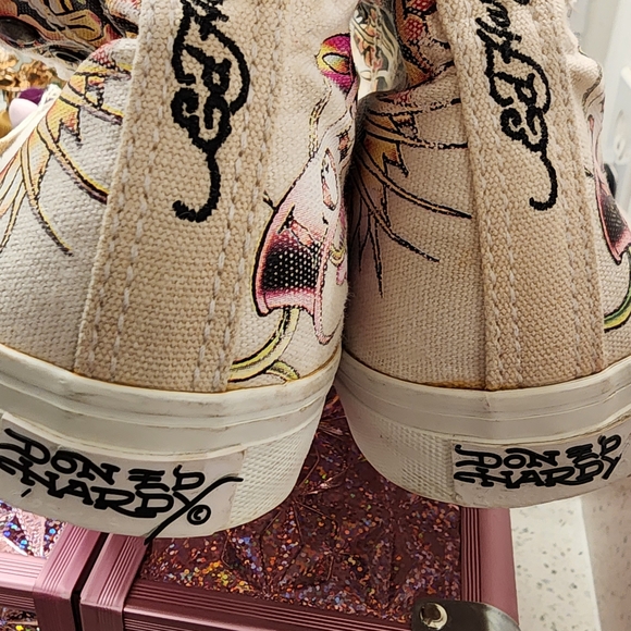 ED HARDY Y2K White High-Top Sneakers!!!! LIKE NEW! - Picture 7 of 10